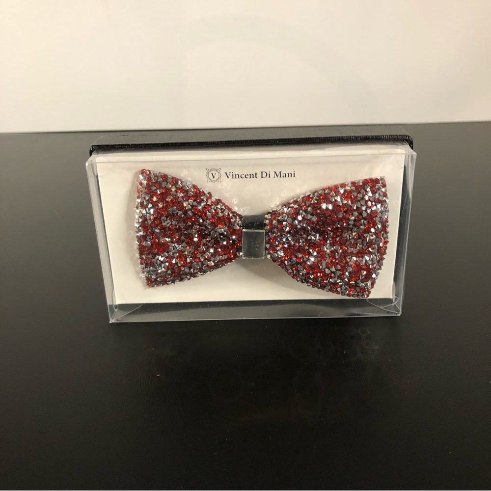 Vincent Di Mani Red & Silver rhinestone bowtie